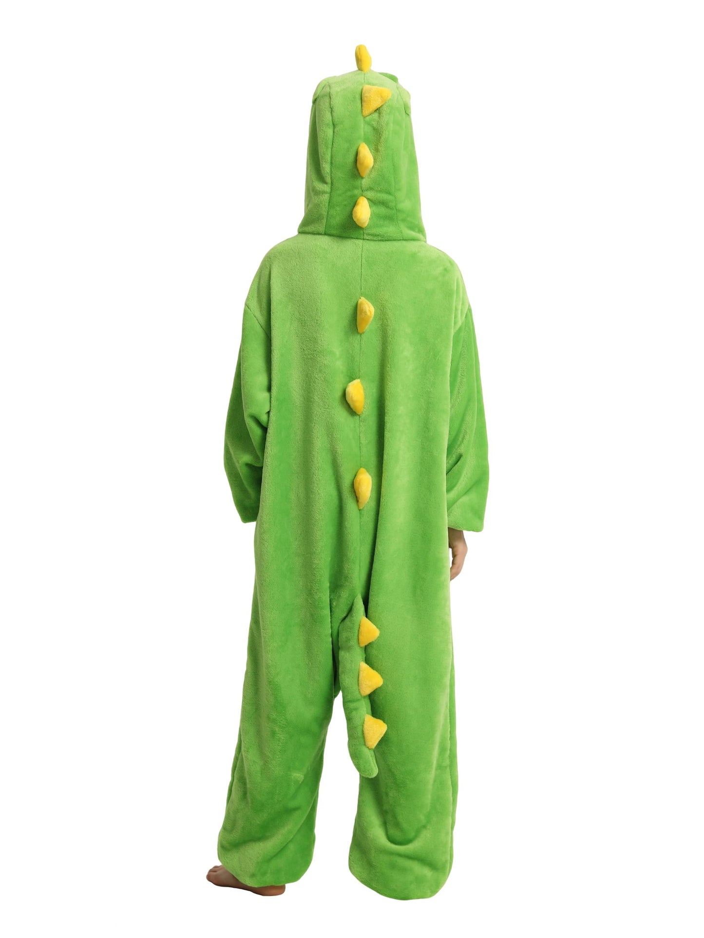 LONULAIN Unisex Kids Animal Oneise Pajamas, Boys Girls Flannel Hooded Halloween Cosplay Costume/Homewear/Sleepwear (Dinosaur,13-14 Years)