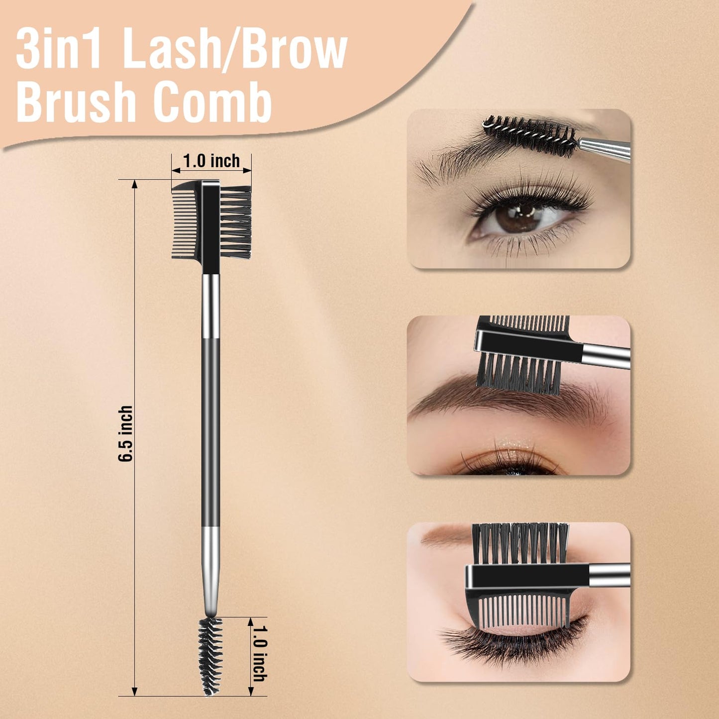 CZZXI 3PCS Eyelash Comb Lash Separator Brow Brush & Eyebrow Spoolie for Removes Clump Mascara