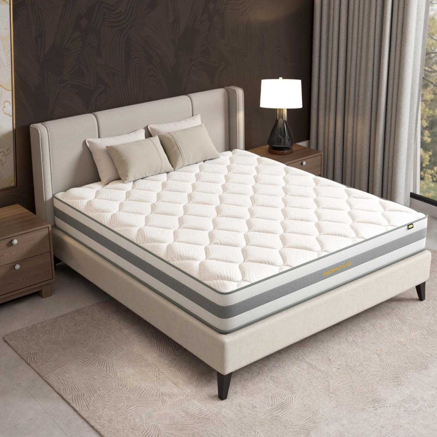 OUTIGO 12 Inch King Size Mattress - Memory Foam Hybrid Mattress Individual Pocket Springs - Medium Firm - CertiPUR-US - 76 x 80 x 12 inches