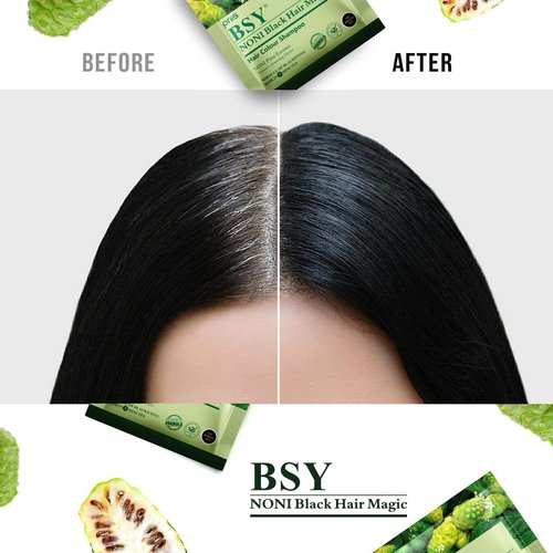 SAVE! 20x 20g. BSY NONI BLACK HAIR COLOR Organic Natural Hair Dye (Black) Covers Grey Hairs (No PPD para-phenylenediamine) by BSY