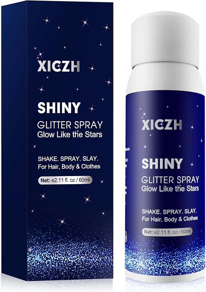 XICZH Body Glitter Spray, Glitter Spray for Hair Clothes and Body, Holographic Silver Glitter Hairspray for Grils – Festiv...