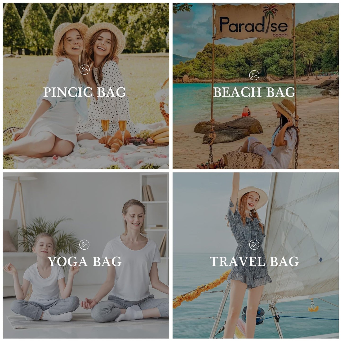 YOOLIFE Travel Tote Bag for Women - Monogram Beach Bag with Zipper Makeup Bag Travel Essentials Personalized Birthday Gifts for Women Her Wife Girlfriend Mom Friend Bridal Shower Bridesmaid Gifts J