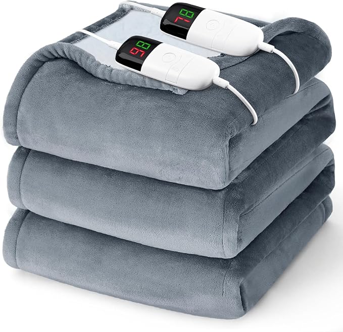 Heated Electric Blanket Queen Size - 84" x 90" Heating Blanket with Dual Control, 10 Heating Levels & 8 Hours Auto Off, So...