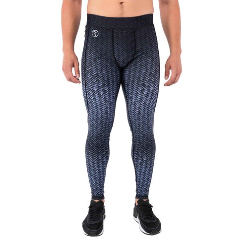 Kapow Meggings Performance Range - Mens Compression Leggings with Pockets for Sports, Athletic Workout Leggings (Carbon Fiber 1, M)