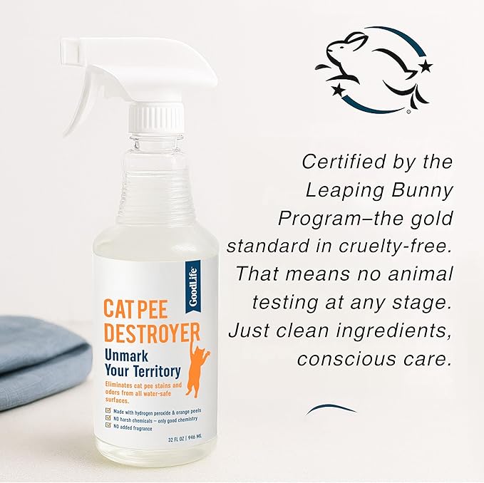 Cat Pee Destroyer - Cat Urination Stain & Urine Odor Eliminator for Home - Deodorizer for Litter Box, Carpet, Mattress, Couches, Furniture, & Floors (CPD 32)