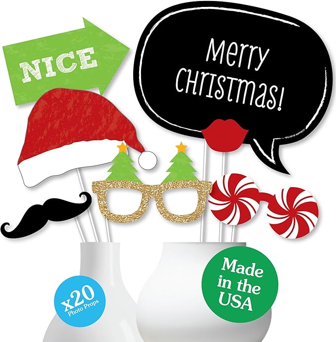 Christmas Party - Photo Booth Props Kit - 20 Count