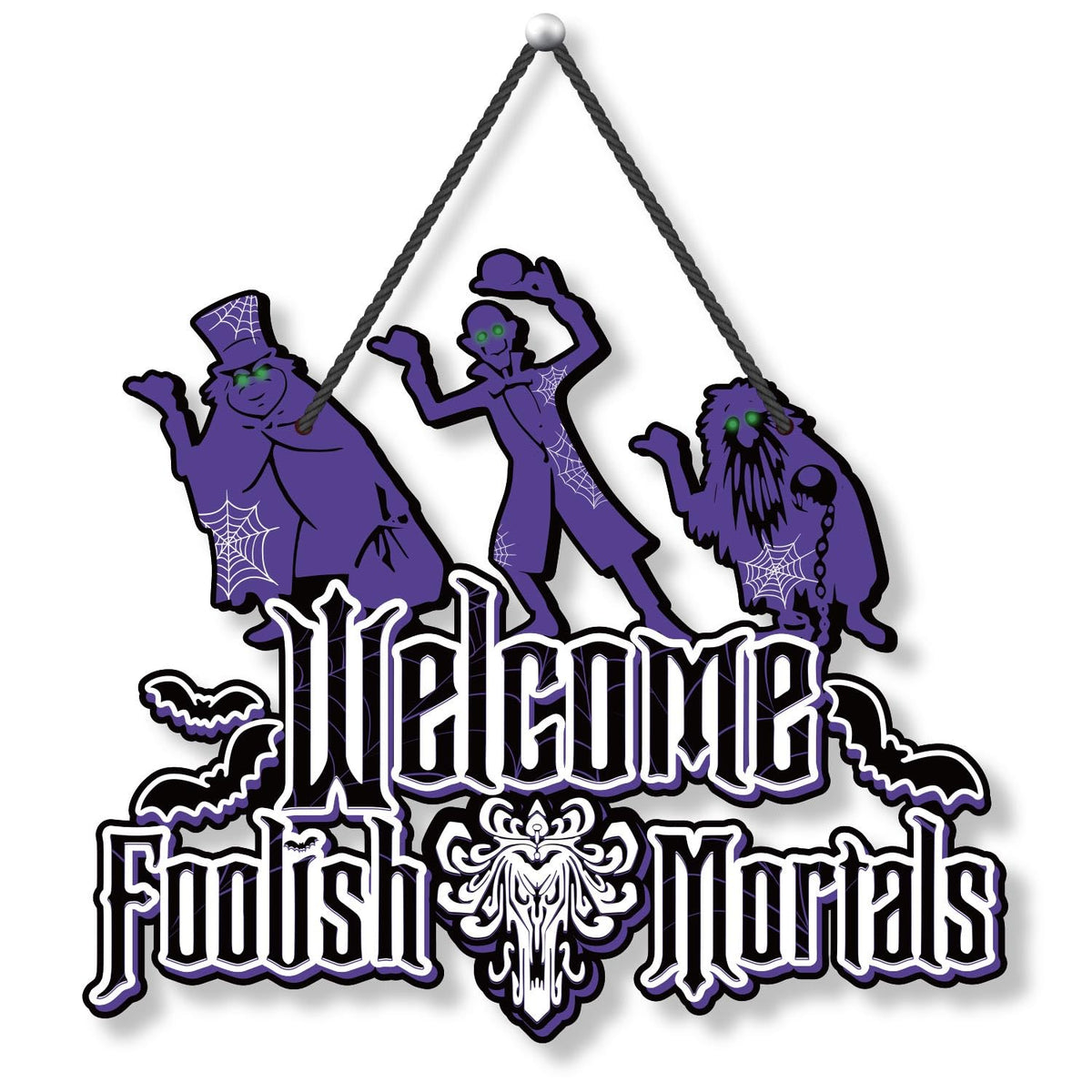 Halloween Welcome Foolish Mortals Wood Signs, Halloween Haunted House Decorations for Home Garden Door Hanging Printed Welcome Foolish Mortals Sign, Fun Haunted House Decor