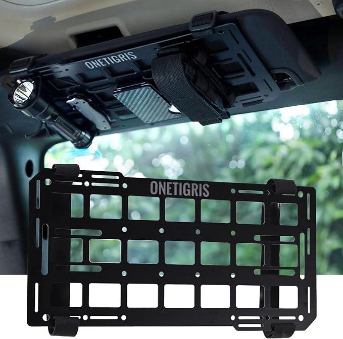 OneTigris Molle Visor Organizer, Fiberglass Rigid MOLLE Panel, Tactical Versatile Car Sun Visor Organizer Interior Accesso...