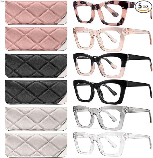 CCVOO 1.75 Oprah Style Reading Glasses for Women, Stylish Eyeglasses, Blue Light Readers for Women, Cheaters