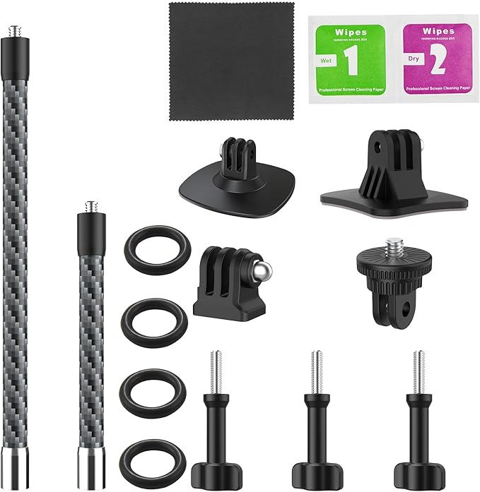All Carbon Fiber Extension Arm Kit Metal Pole Mount Helmet Stick Extension Arm Mount for GoPro Hero 13/12/11/10/9/8/7/6/5 ...