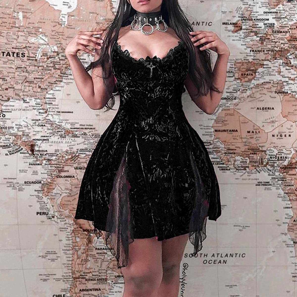 Gothic Dress Vintage Goth Dresses for Women Romantic Casual Dress Halloween Party Costumes