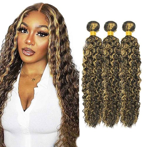 Habiliana Bundles Human Hair 18 20 22 Inch Jerry Curly P1B/27 Human Hair Bundles 12A Unprocessed Brazilian Virgin Quick Weave Hair Extensions for Black Women