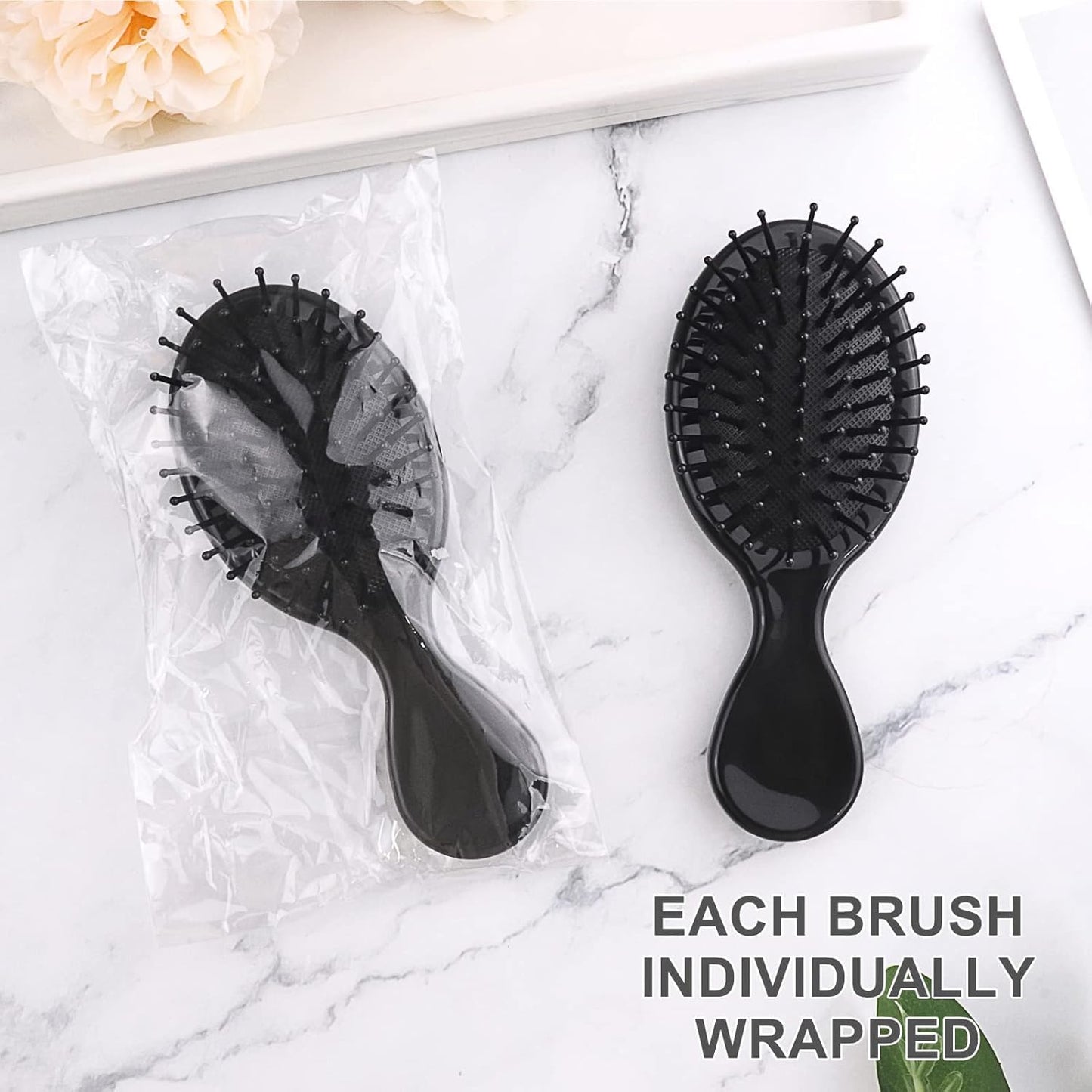 100 Pack Mini Hair Brushes Bulk, Travel Hair Brush Individually Wrapped, Soft Bristles Adds Shine, Scalp Massage and Detangling,