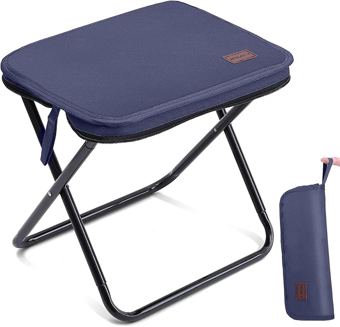 MOONCY Portable Stool, 13 Inch Small Folding Stool for Adults, Ultralight Blue Camping Stools for Hiking and Fishing, Hold...