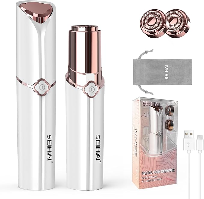 Facial Hair Removal for Women, SEIHAI Hair Removal Device, Face Razors for Women, Personal Care Products/Facial Hair Remover for Face, Lip, Chin, Included 2 x Replacement Heads