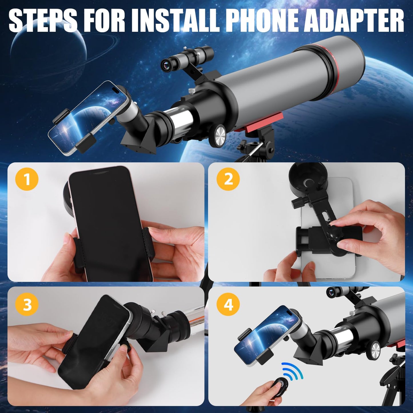 Telescope for Adults & Kids - 90mm Aperture 600mm Refractor High Powered Telescope for Beginners - Portable Astronomy Telescopes with Phone Adapter Tripod Carry Bag Gifts for Men