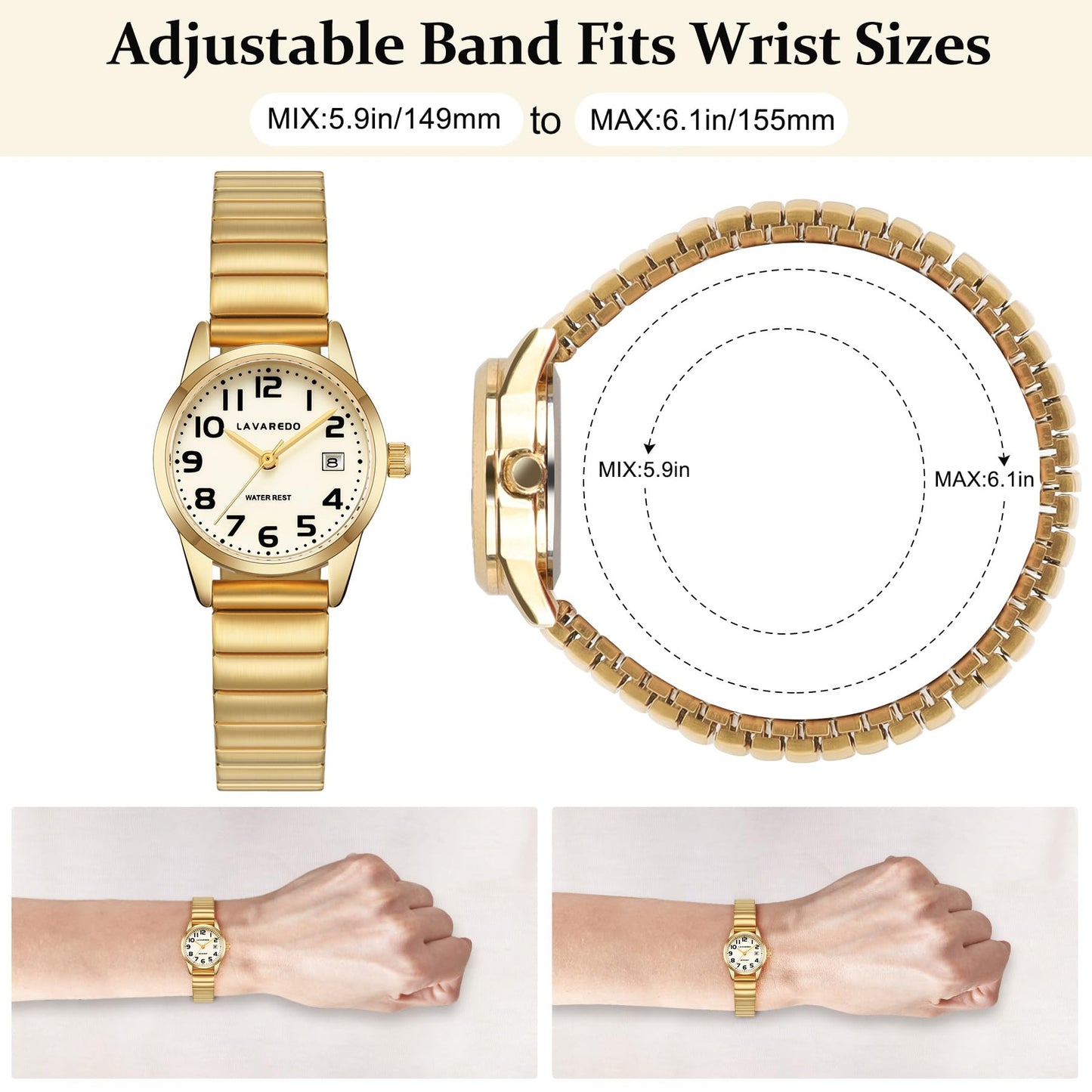 Elegant Gold Watches for Women Small Analog Watch, Waterproof Ladies Watches with Stainless Steel Expansion Band and Luminous Dial - Fashionable Christmas & Birthday Gifts for Women