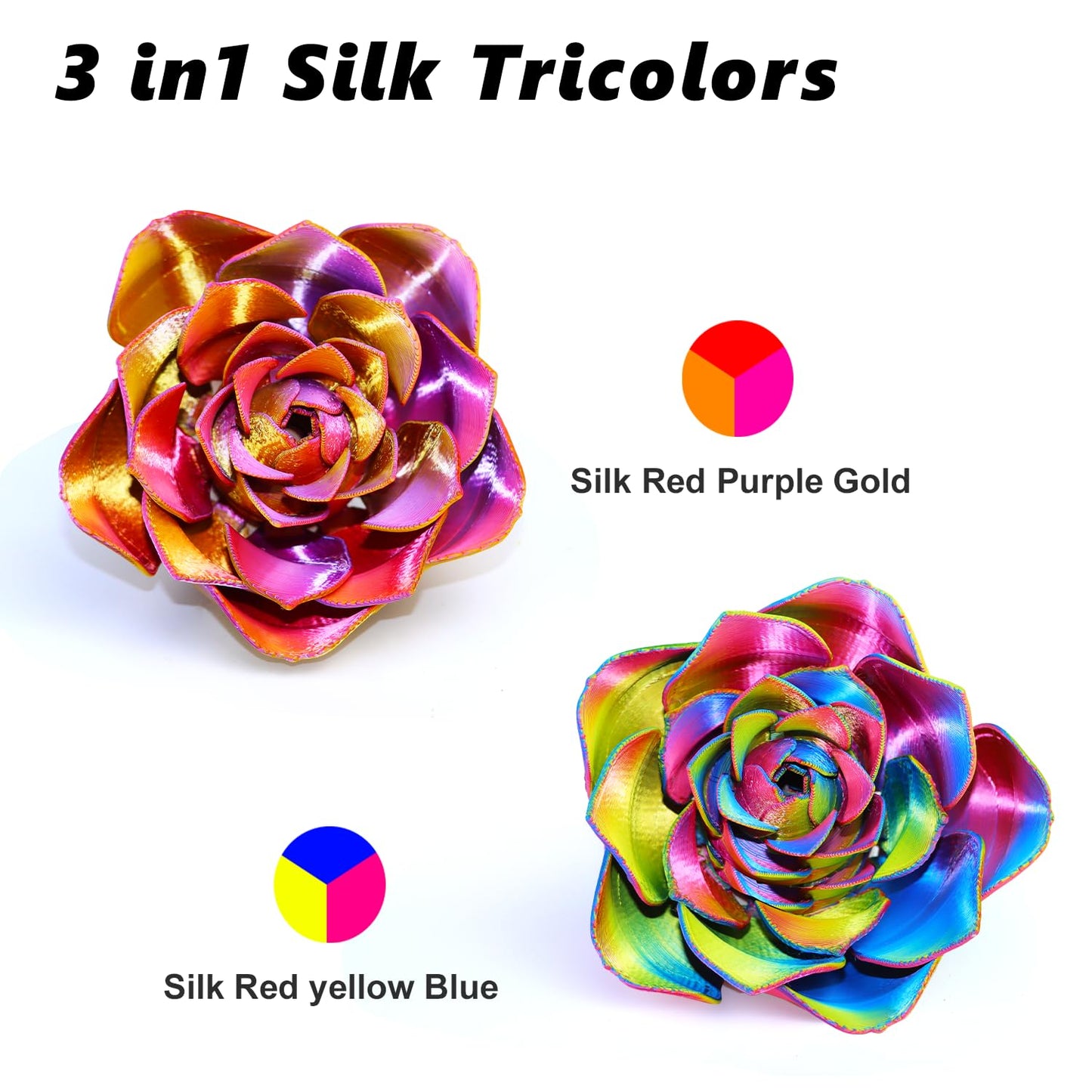 LOVOON 3D PLA Filament 1.75mm Bundle, Tricolor 3D Printer Filament Bundle, Rainbow Silk PLA Filament Bundle, PLA Filament for 3D Printer 3D Pen, Dimensional Accuracy +/-0.02mm, 200g x 4 Spools