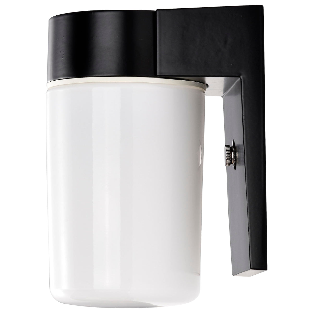 Nuvo Lighting SF77/137 Utility Fixture Die Cast Aluminum Durable Outdoor Wall Mount Porch and Patio Light with White Glass Cylinder, Black