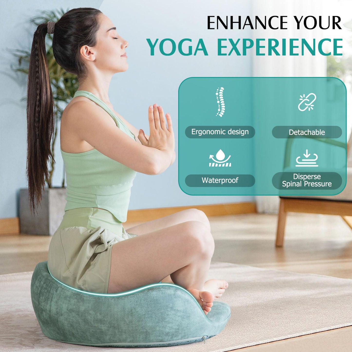 LTHTRADE Meditation Cushion - Meditation Floor Pillow with Washable Cover for Adults Sitting, Reading, Yoga - Memory Foam Material, Ergonomic Design, 23.6 Inch