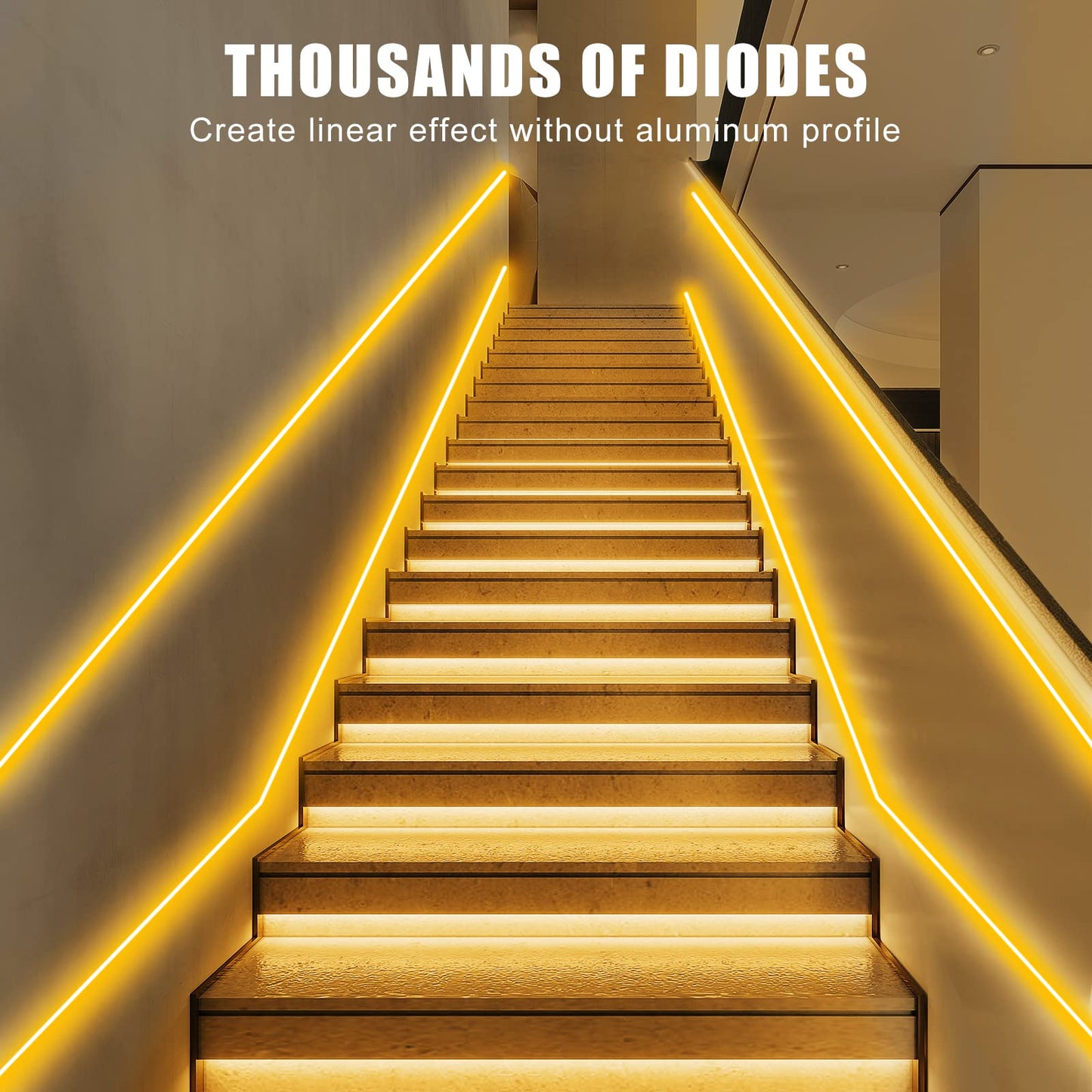 Tatazone Orange Color COB Led Strip Lights with RF Remote, 16.4ft 2000K Dimmable Bright Dotless Yellow Led Light Strip, Adhesive Indoor Gold Yellow Led Lights for Cabinet, Living Room