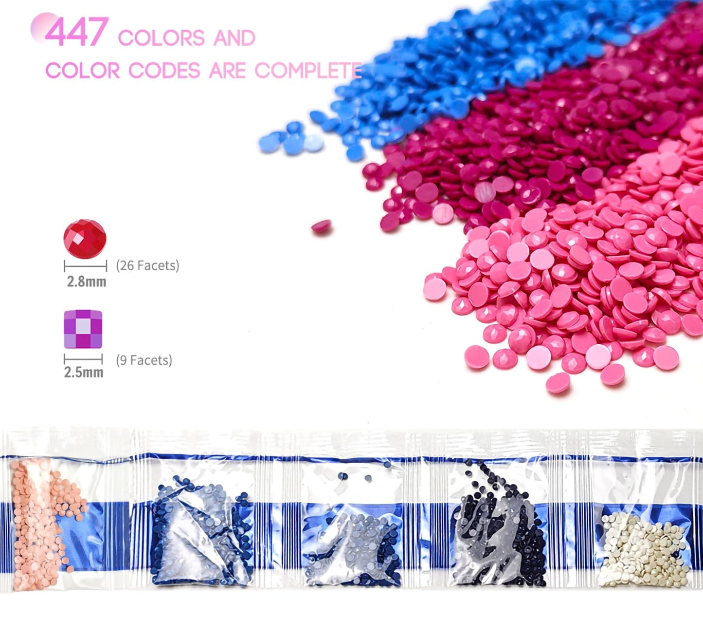 112 Colors Diamond Painting Beads 22400 Pieces 5D Round Drills Gem for Diamond Art DIY Art Accessories (Color Codes 597 to 891)