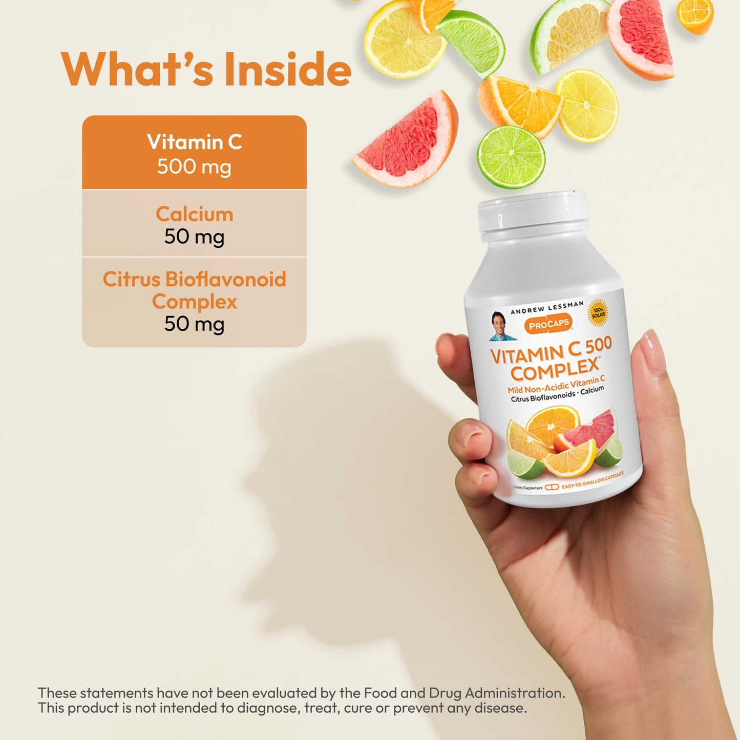 ANDREW LESSMAN Vitamin C 500 Complex 720 Capsules - Non-Acidic Vitamin C Plus Citrus Bioflavonoids for Immune System and Anti-Oxidant Support, No Stomach Upset, Small Easy to Swallow Capsules
