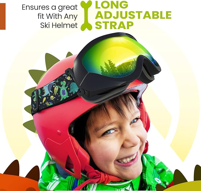 OutdoorMaster Kids Ski Goggles - Helmet Compatible Snow Goggles for Boys & Girls with 100% UV Protection