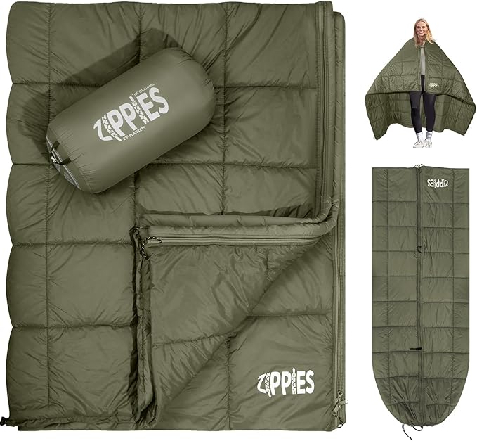 ZIPPIES 3M Thinsulate Insulation Puffy Camping Blanket for Cold Weather, Queen Size Warm Camping Quilt with Zipper, Waterp...