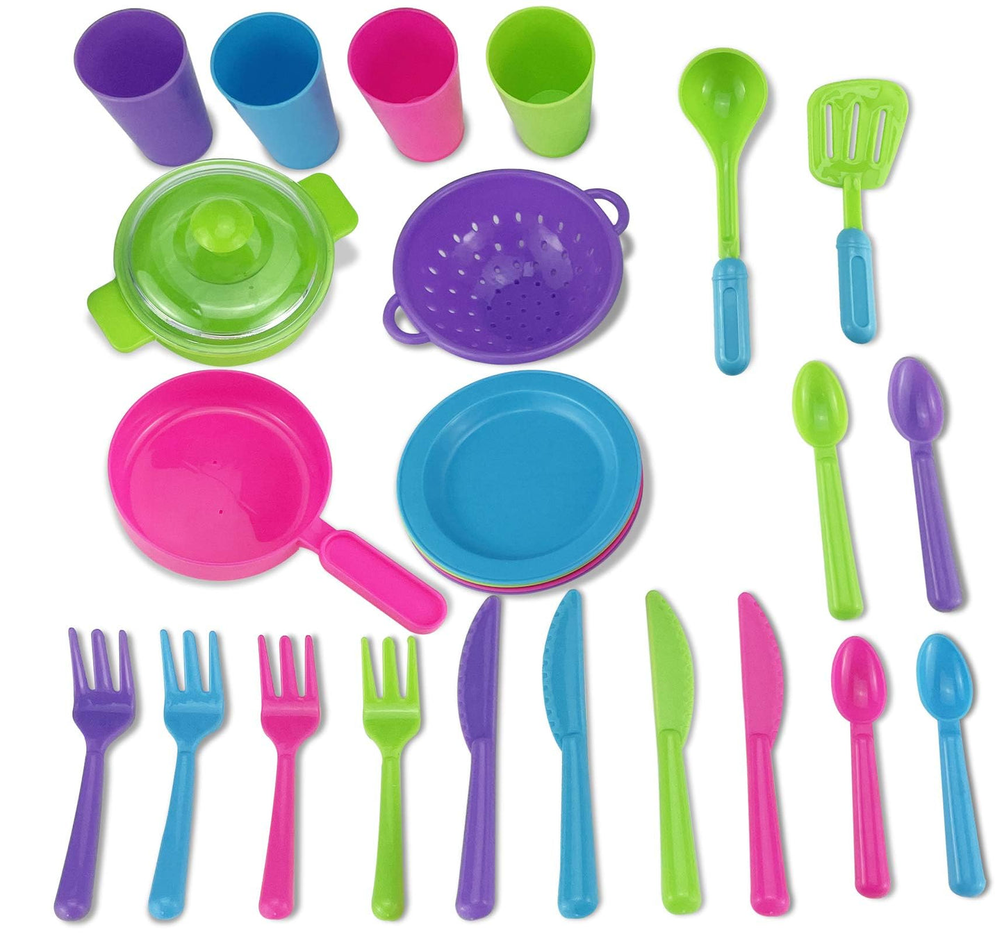 CACASO 27 Pieces Kids Super Durable Kitchen Toys Set,Play Kitchen Dishes for Kids,Pretend Play Children's Dish Toy,Wash and Dry Tableware Dish Rack with Drainer,Play Dishes for Kids Kitchen Playset