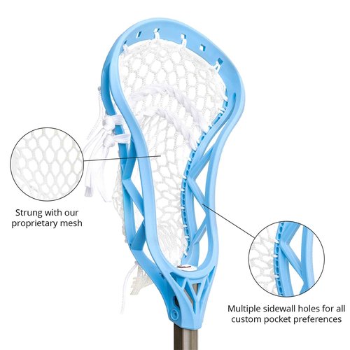 Silverfin Lacrosse Head, Strung Lacrosse Head, Unstrung Lacrosse Head, Mens Lacrosse Stick, Lacrosse Stick Head, Mens Strung Lacrosse Head, Lacrosse Head Strung (Camber Strung, Light Blue)