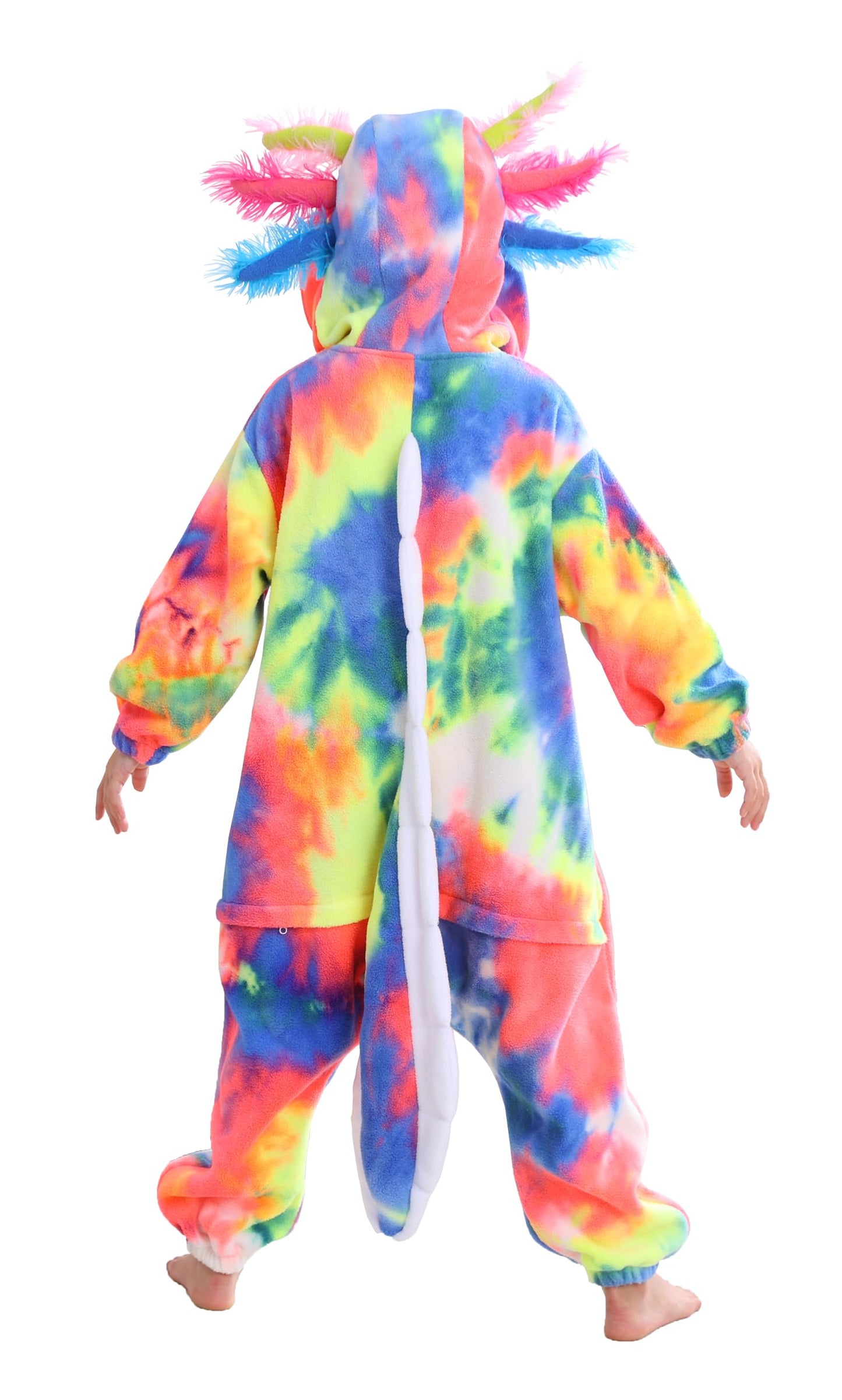 ATOZ Unisex Children Animal Dyeing Axolotl-Red Onesie, Halloween Costume Pajamas Christmas Cosplay Sleepwear For Boys Girls 6-7Y