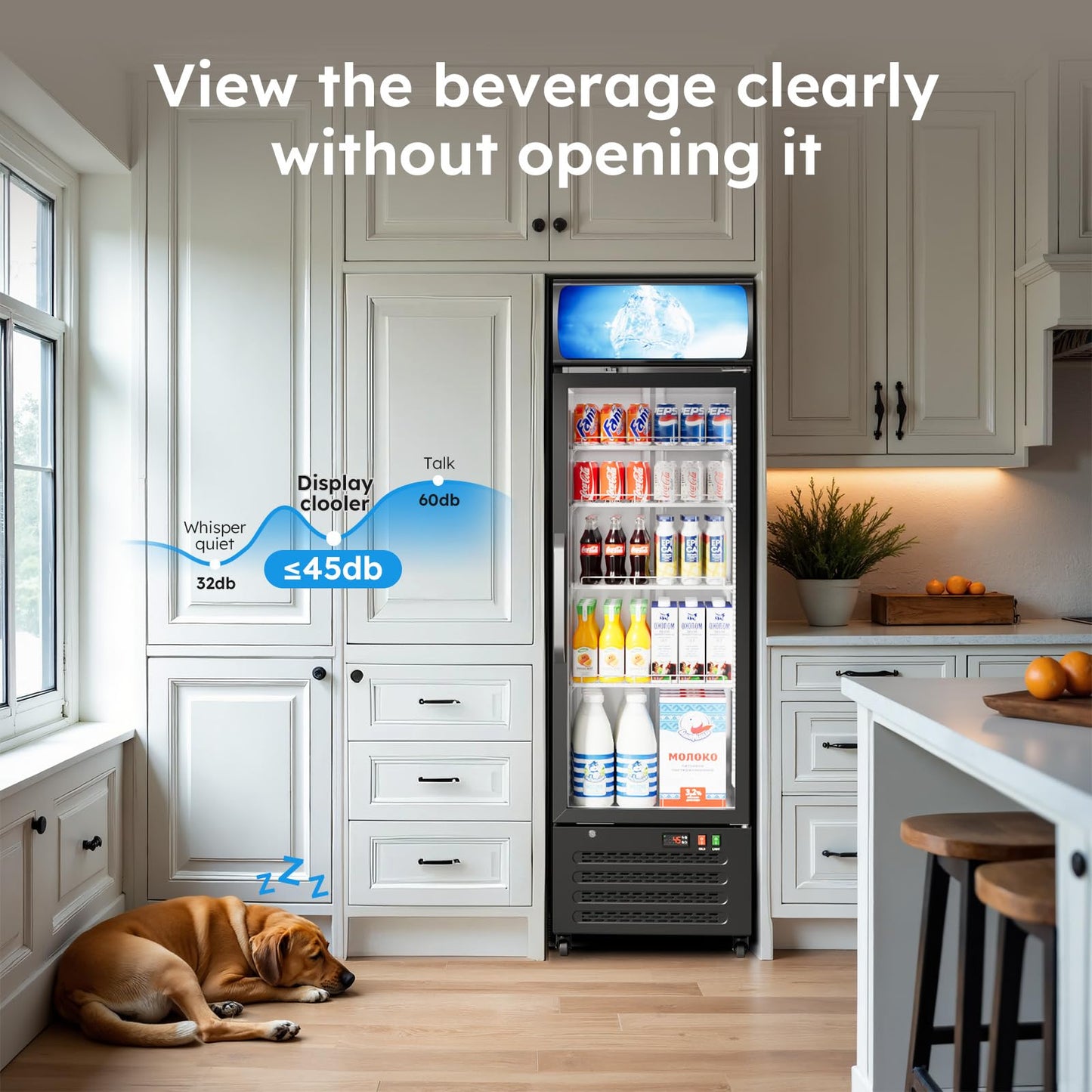 14.8 Cu Ft ETL & DOE Certified Commercial Merchandiser Refrigerator for Beverage,Glass Door Upright Display Fridge with Front LED Light,Large Freestanding Business Cooler for Shop,Restaurant,etc
