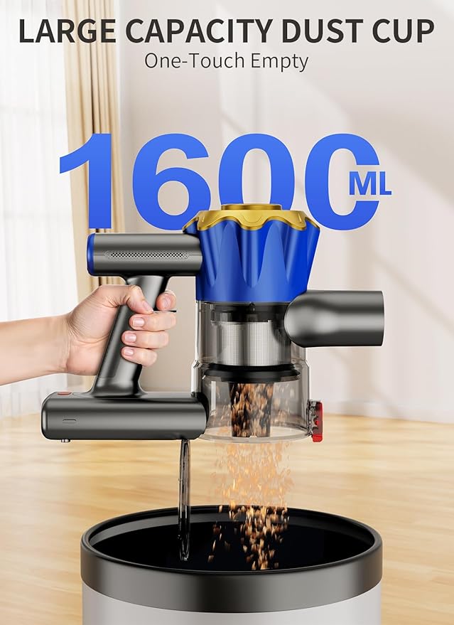Cordless Vacuum Cleaner, 450W 48Kpa Powerful Stick Vacuum, Up to 65Mins Rechargeable Battery, Vacuum Cleaners for Home Anti-Tangled Lightweight Handheld for Hardwood Floor, Carpets, Pet Hair