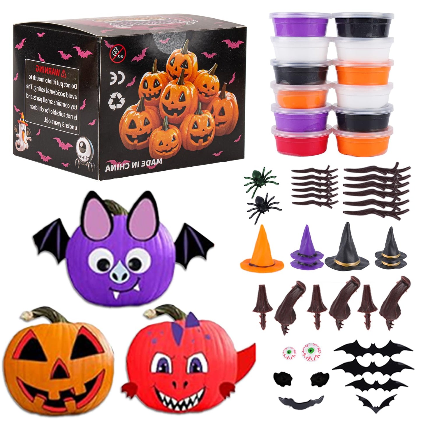 Halloween Pumpkin Air Dry Clay,Halloween Pumpkin DIY Crafts Kit, Arts and Craft Party Supplies,Creative Air Dry Clay Modeling Indoor Decorations