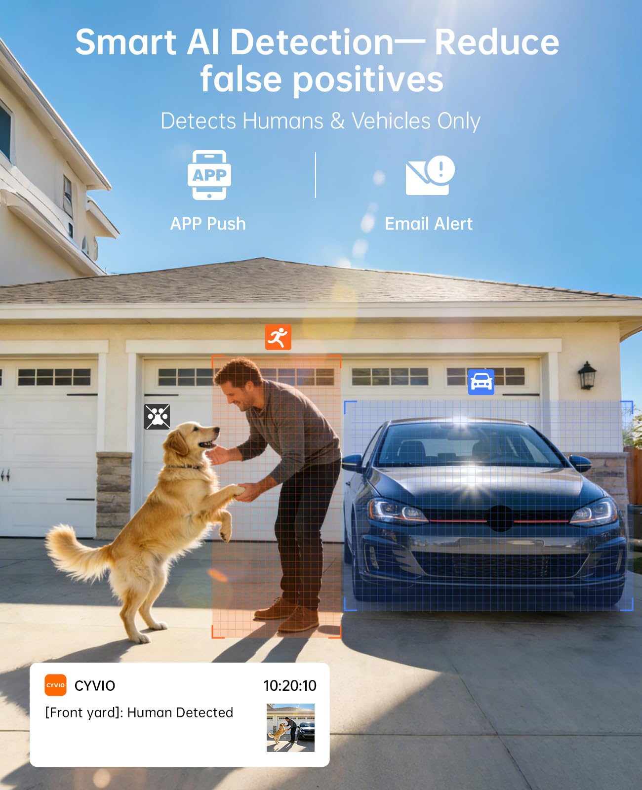 CYVIO 4K PoE Security Camera System with NVR, 4× 8MP Wired Outdoor Cameras, 24/7 Local Recording, No Monthly Fees, AI Human & Vehicle Detection, 2TB HDD Included, IP67, for Home & Small Business