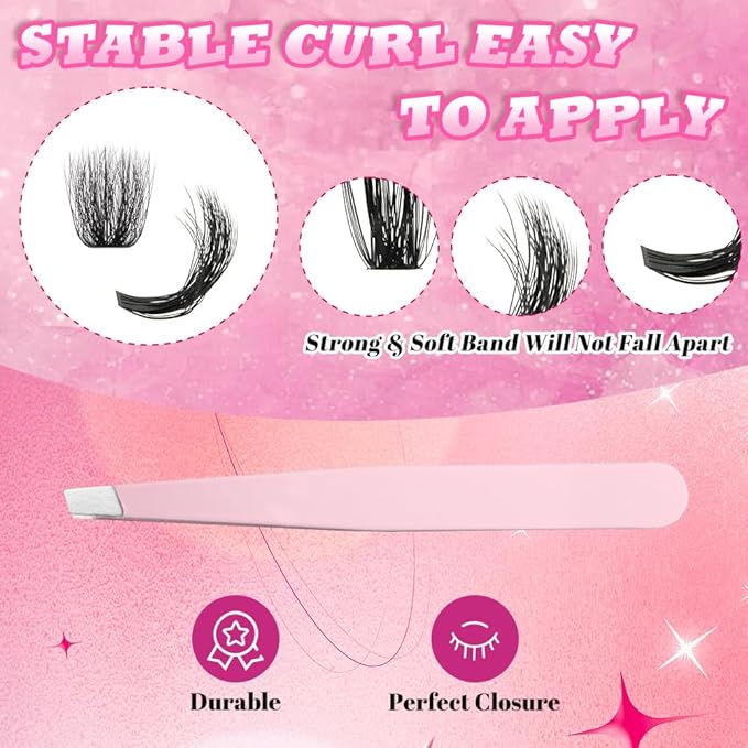 FADLASH Lash Extension Kit 80D+100D 280Pcs Lash Clusters D Curl DIY Eyelash Extension Kit with Lash Bond and Seal Lash Applicator 3D Effect Lash Cluster Kit fluffy (80D+100D Kit, Mix 12-18mm)