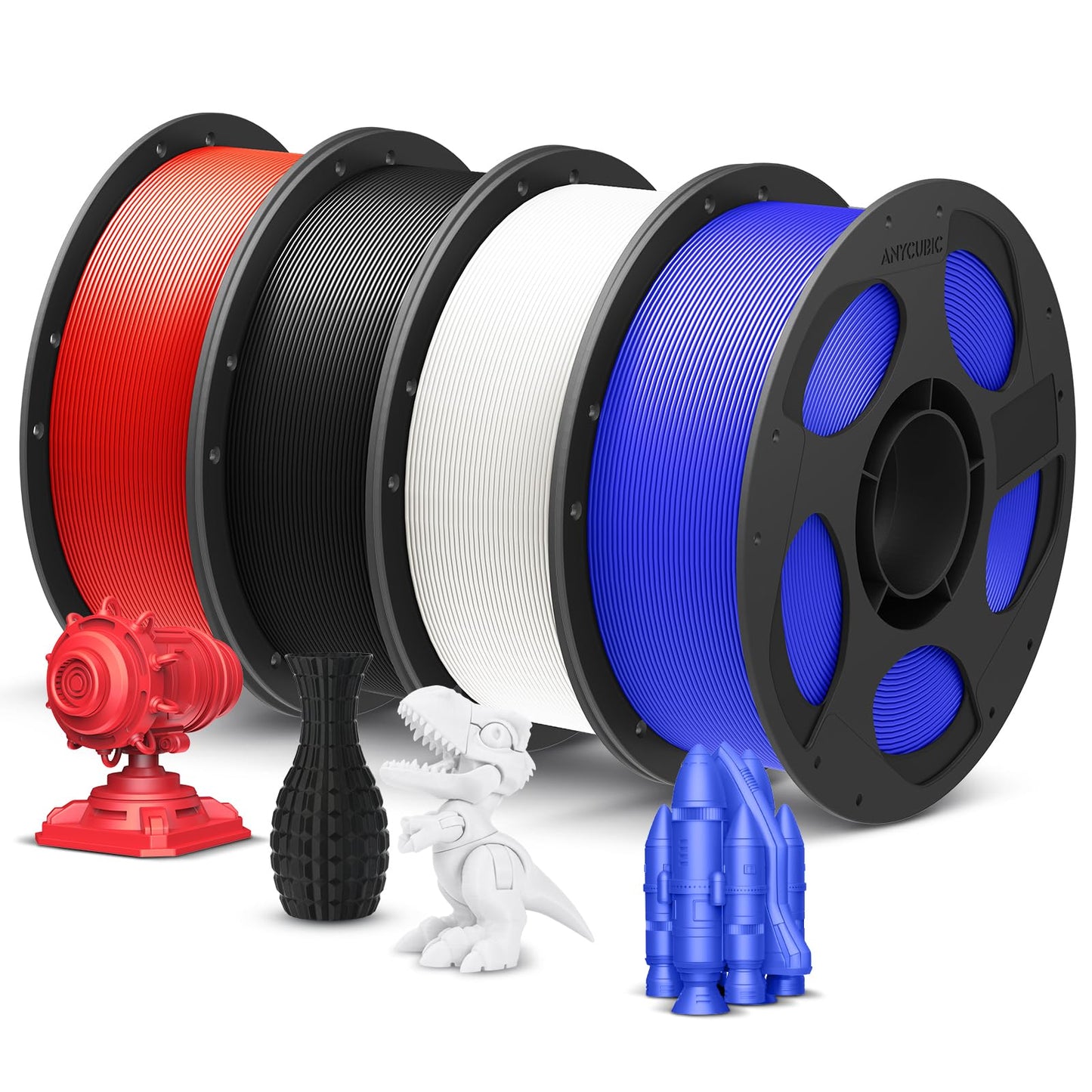 ANYCUBIC PLA Plus (PLA+), 3D Printer Filament 1.75mm Bundle, High Toughness, Dimensional Accuracy +/- 0.02mm, Print with Most FD