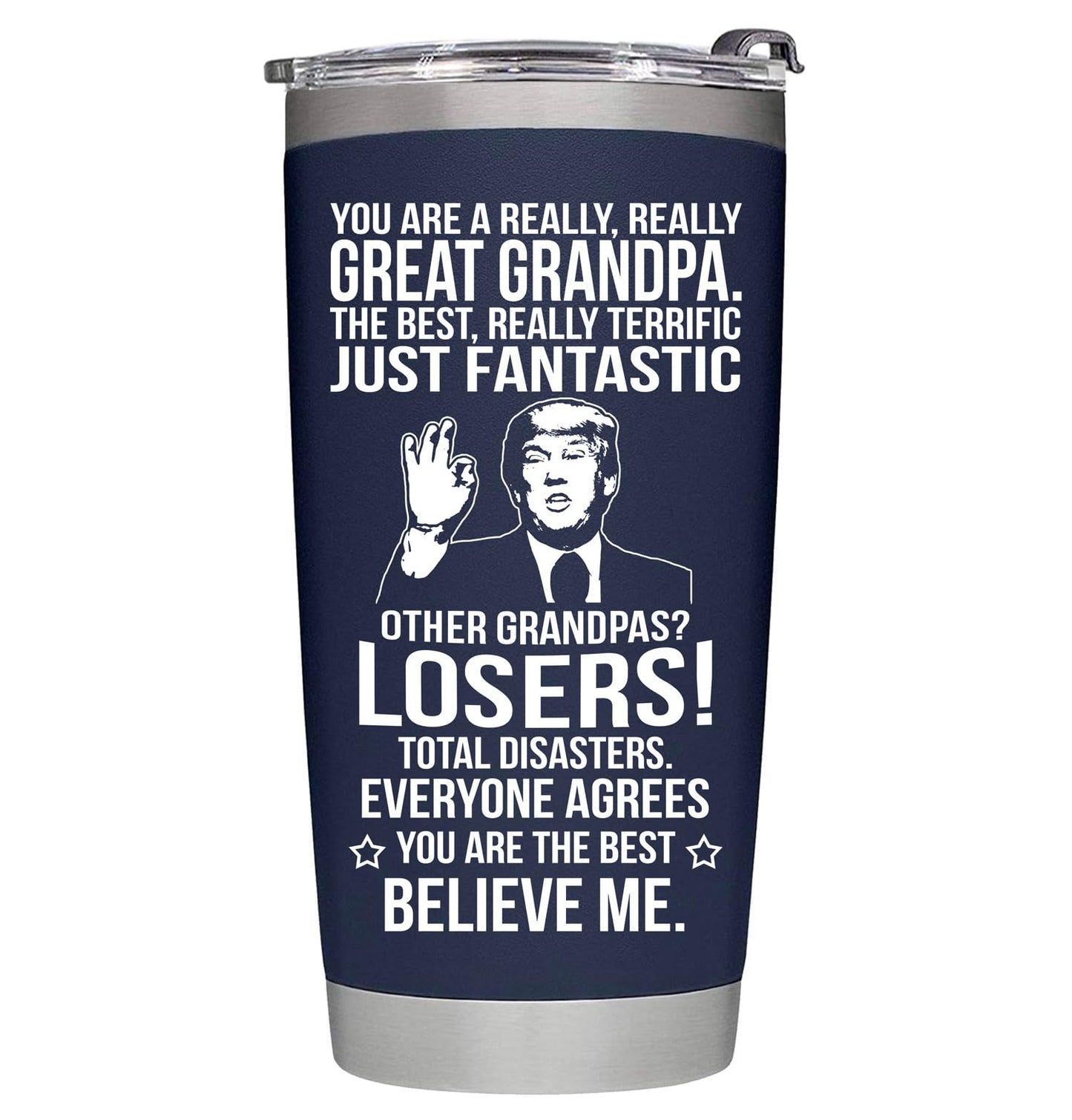 Gifts for Grandpa from Grandaughter, Grandson, Kids on Fathers Day, Christmas, Birthday - Present for Father - Grandpa Tumbler 20oz, Navy Insulated Stainless Steel, Perfect for Travel, Work, or Home
