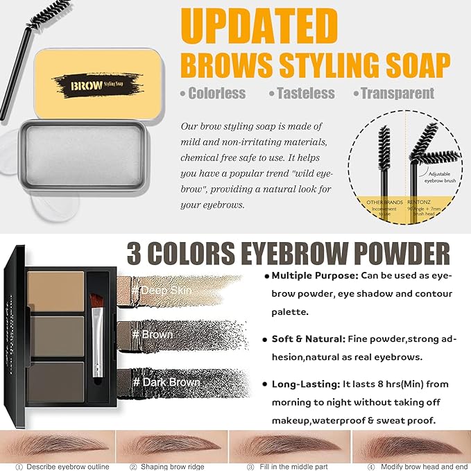 All in One Makeup Kit for Women Full Kit, Make Up Gift Set for Women Teens Girls, Includes 12 Colors Eyeshadow, Foundation, Lipstick, Mascara, Brush, Sponge, Brow Powder, Brow Soap, Eyeliner Stamp