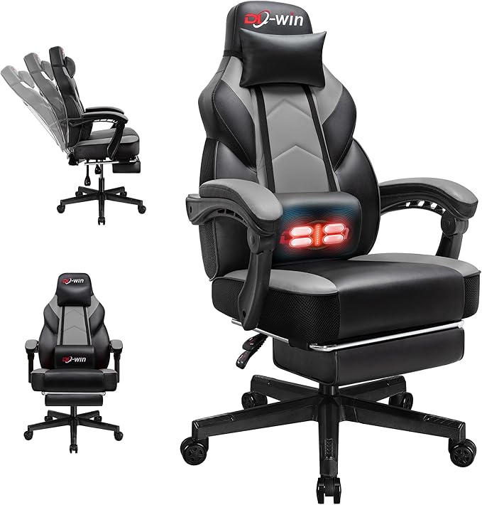 DL-win Gaming Chairs for Adults, Computer Chair with Footrest and High Back, Big and Tall Gamer Chair's with Massage Lumba...