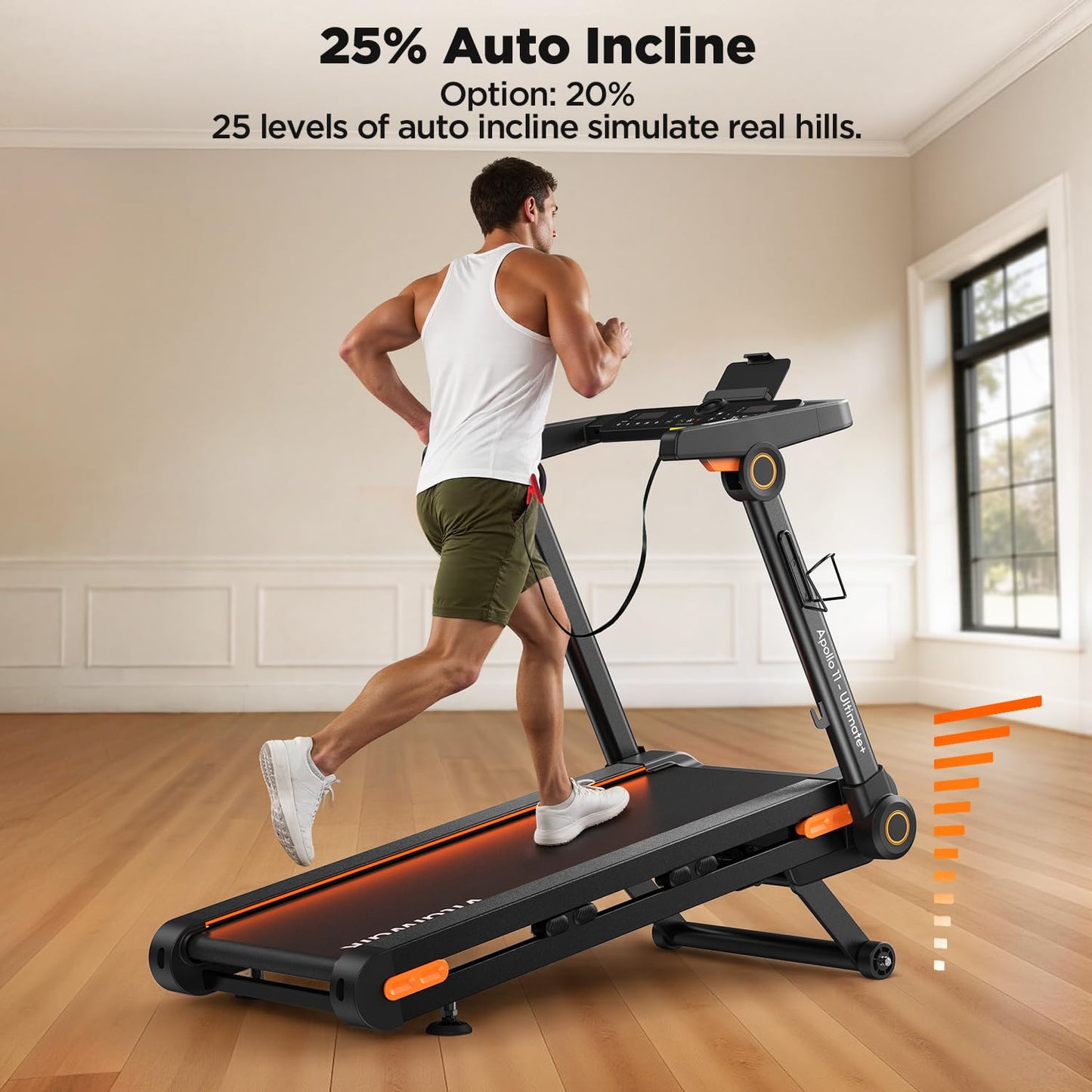 Vitalwalk Foldable Treadmill with Auto Incline, Commercial 49"x18" Wide Running Belt, 10MPH, 3.5HP Brushless, Walking Pad Treadmill for Home, Auto Folding, No Installation, 350LBS Capacity, APP, 20%