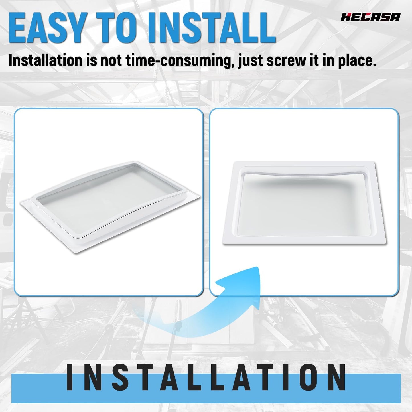 HECASA RV Skylight Inner Dome for 14" x 22" Opening Bathroom Skylight Replacement Cover w/Clear Window White Plastic