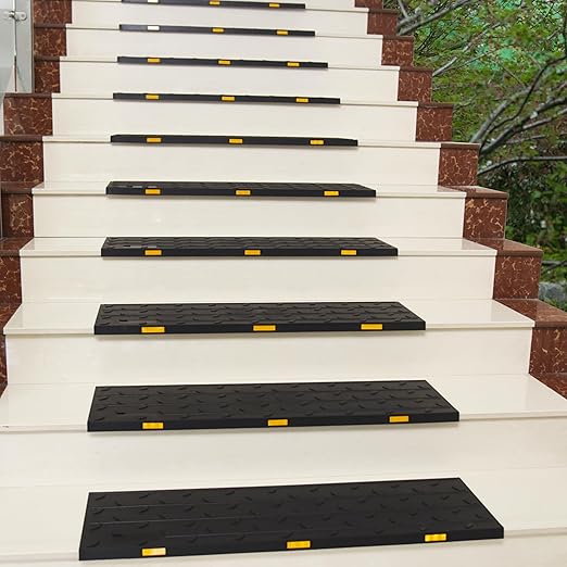 OrangeStar 5 Pack Stair Treads for Wooden Steps, 10" x 36" Non Slip Rubber Stair Mats Step Mat w/Nosing for Indoor, Outdoor