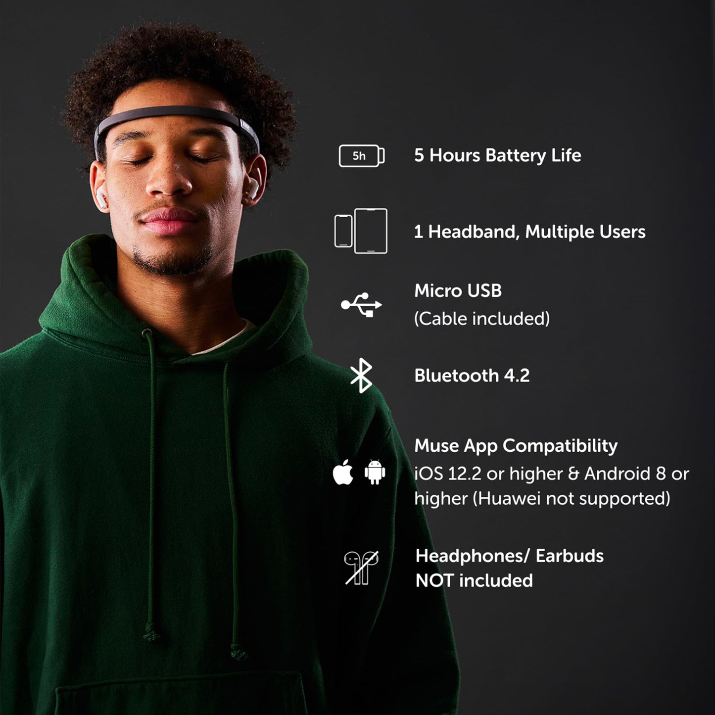 MUSE 2: The Brain Sensing Headband USB-C- EEG MUSE Headband Meditation Tracker - Multi Sensor Biofeedback Devices for Home Use with Responsive Sound Feedback Guidance - Neurofeedback Devices