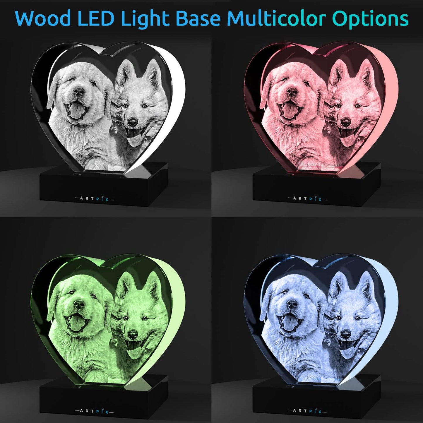 ArtPix 3D Crystal Photo, Personalized Gifts for Father, Dad, Women, Wife, Her, Grandpa, Great Customized Gift with Your Own Photo, Custom Glass 3D Laser Etched Picture Wedding - Heart