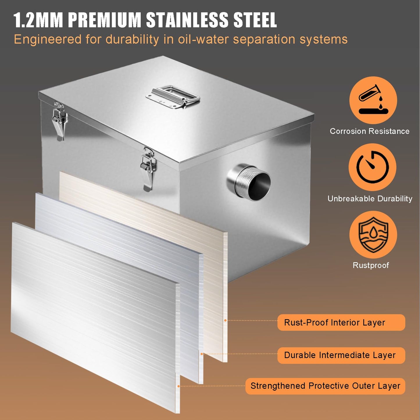 8 lbs Commercial Grease Trap for Home Restaurants Under Sink, Stainless Steel Interceptor