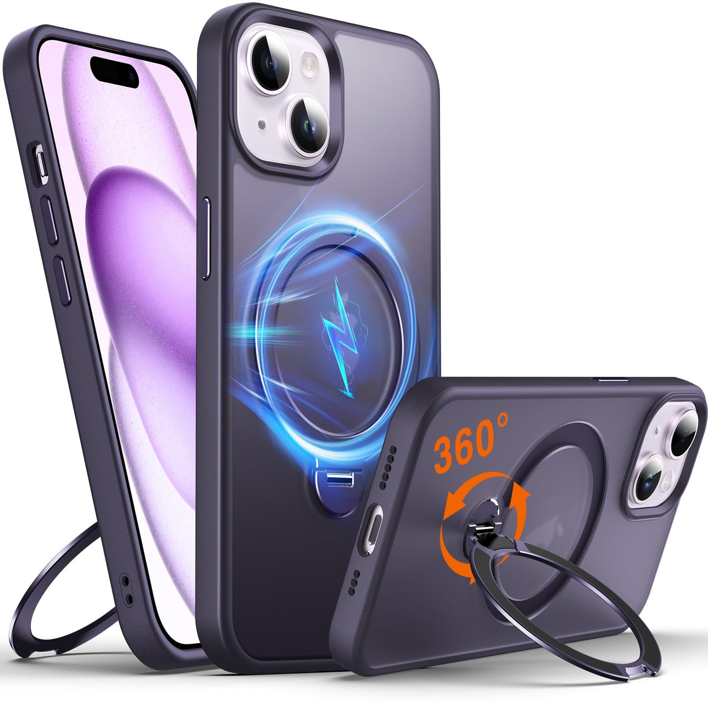 Chicfun 360 O-Ring Magstander For Iphone 15 Case With Magnetic Kickstand Ring Holder [Compatible With Magsafe][360Rotate Stand R