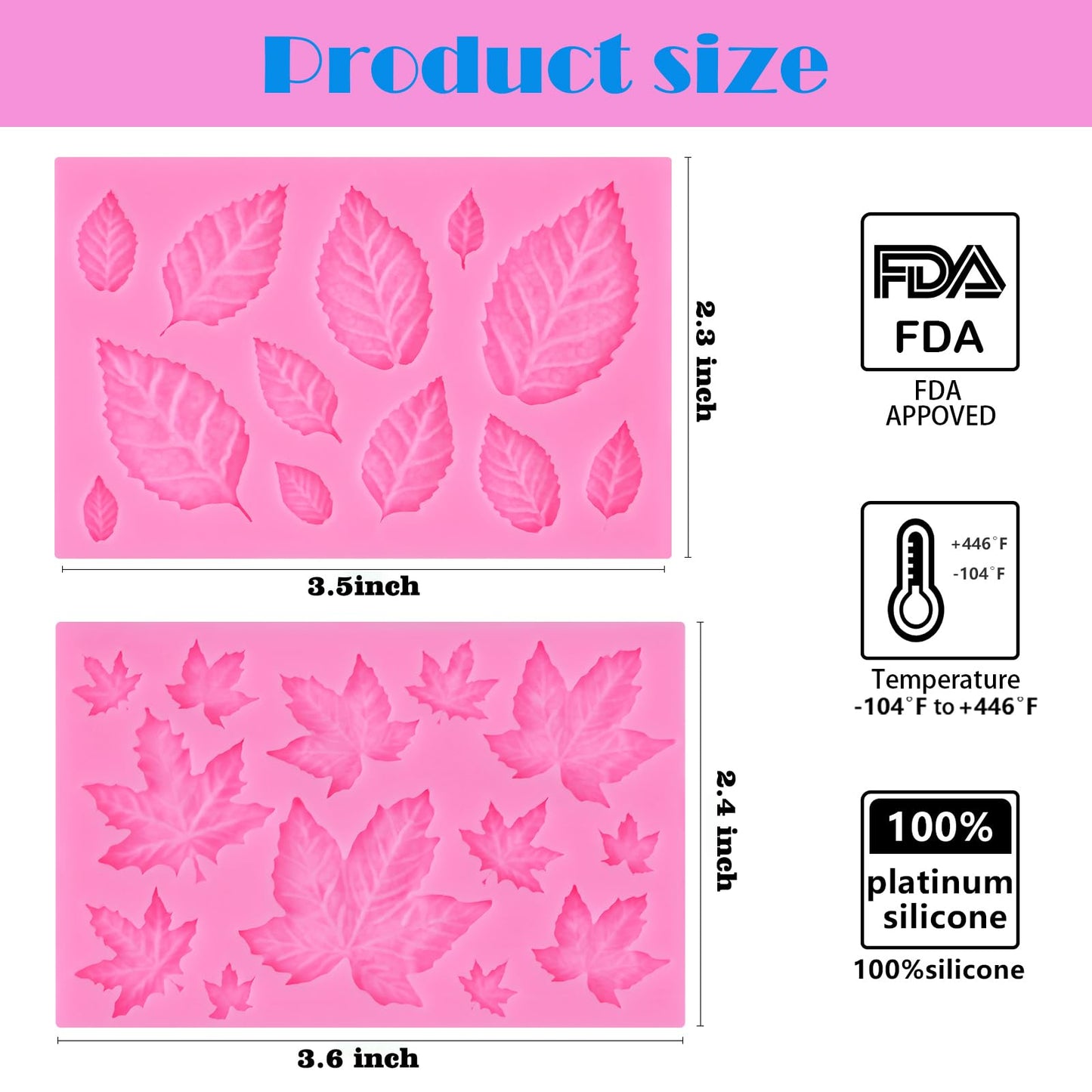 Actvty Silicone Maple Leaf Mold for Fondant, Cupcake Topper, Chocolate Candy, Sugar Craft Cake Decoration, Resin Mold for Fall Harvest Thanksgiving Halloween DIY Decor
