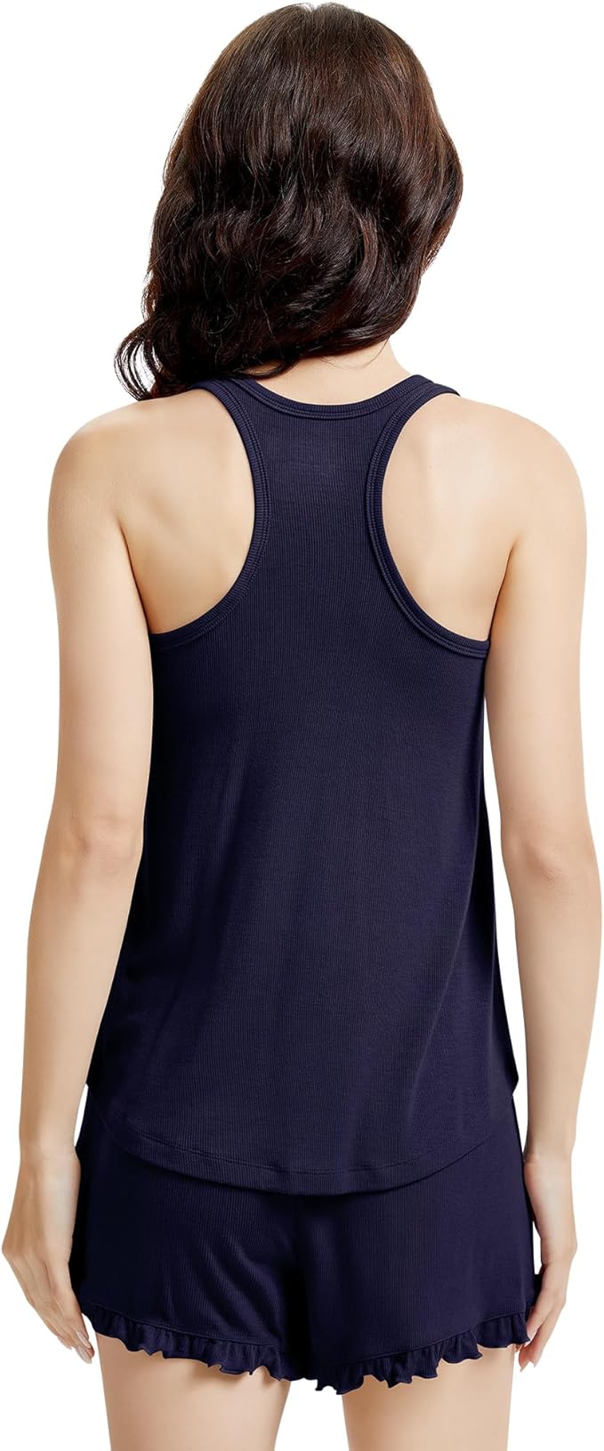 NACHILA Pajamas for Women-Viscose from Bamboo, Ribbed Racerback Tank Top Sexy Split Shorts Pajama Sets Cooling Sleep Cami Pjs